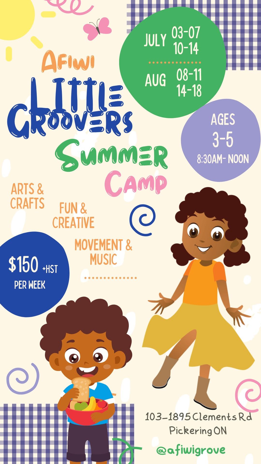Afiwi Little Groovers Summer Camp: Ages 3-5 years